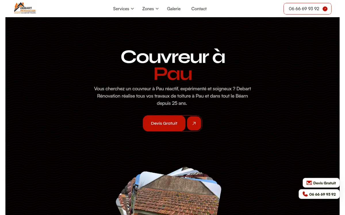Capture d’écran du site de Debart Rénovation